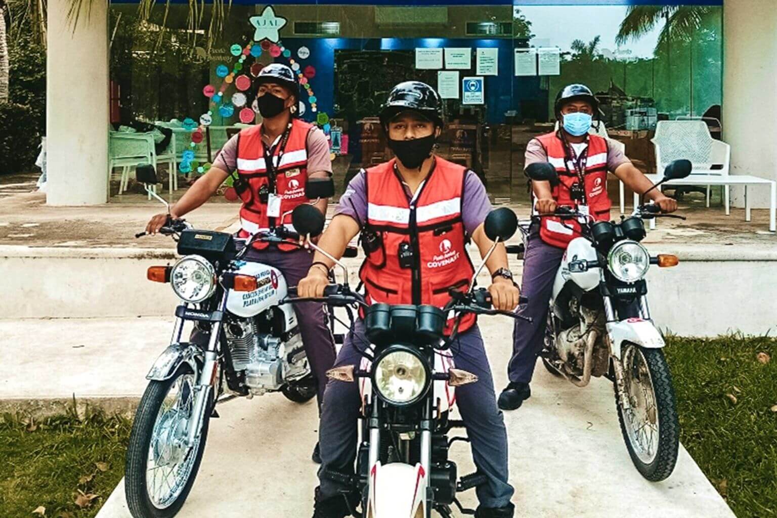 Puerto Aventuras internal security guards on motorbikes