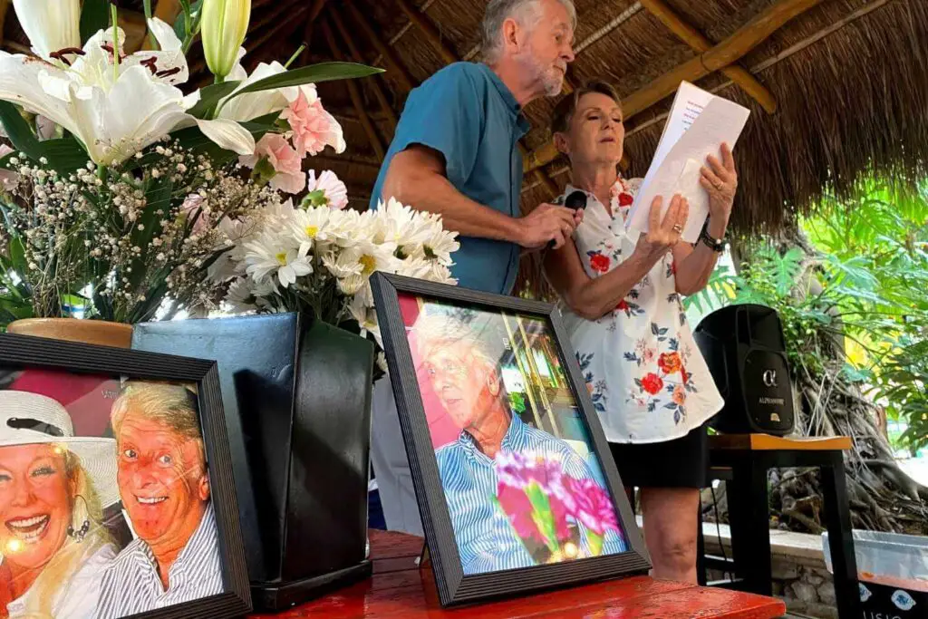 Photo from Mick Hoffman's memorial at Cafe Ole in Puerto Aventuras