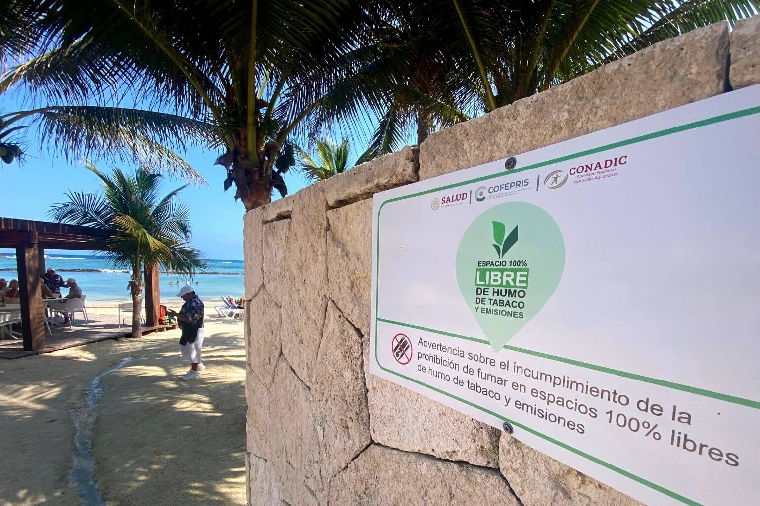 No smoking on the Beach in Puerto Aventuras