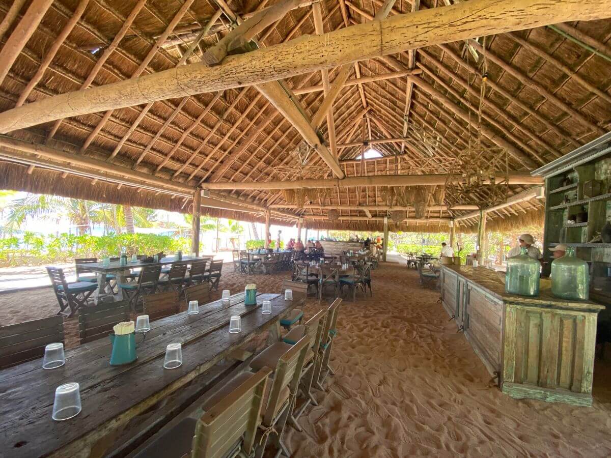 The main dining palapa at Punta Venado Beach Club 