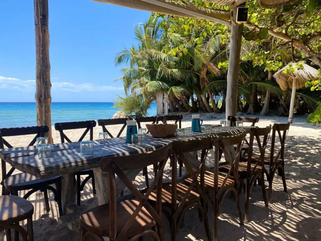 Outdoor dining at Punta Venado Beach Club