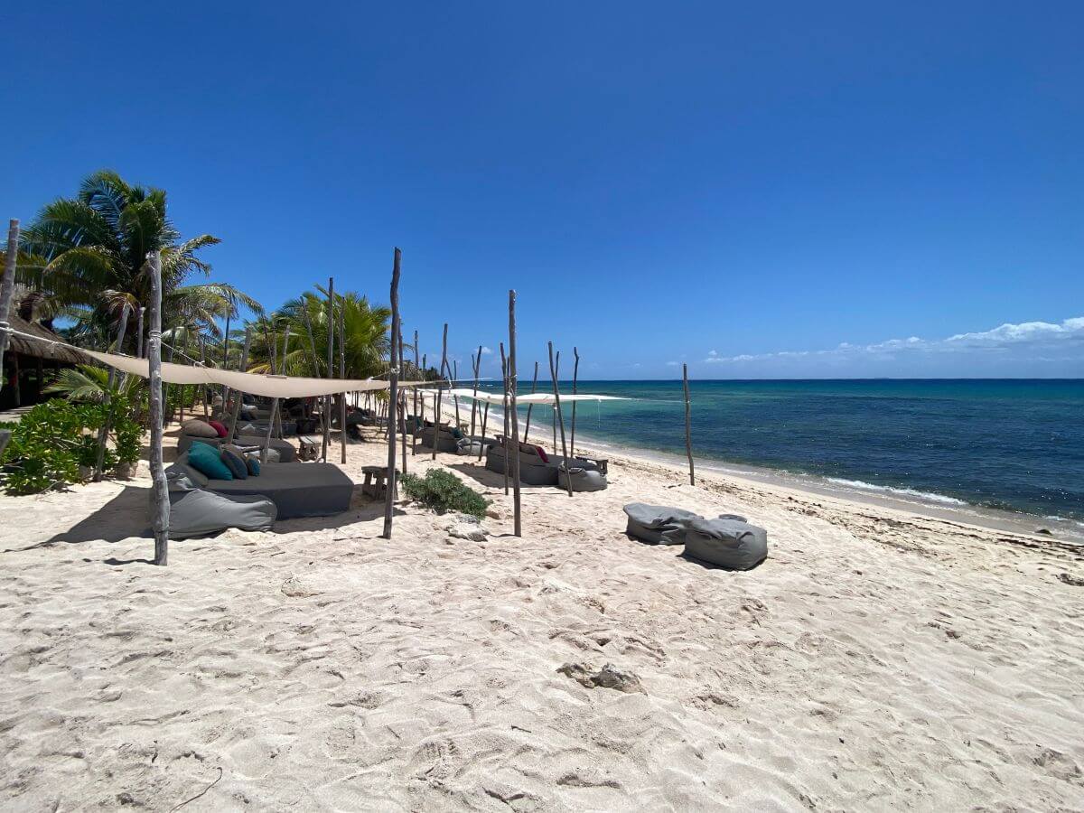 Punta Venado Beach Club beach and sun beds