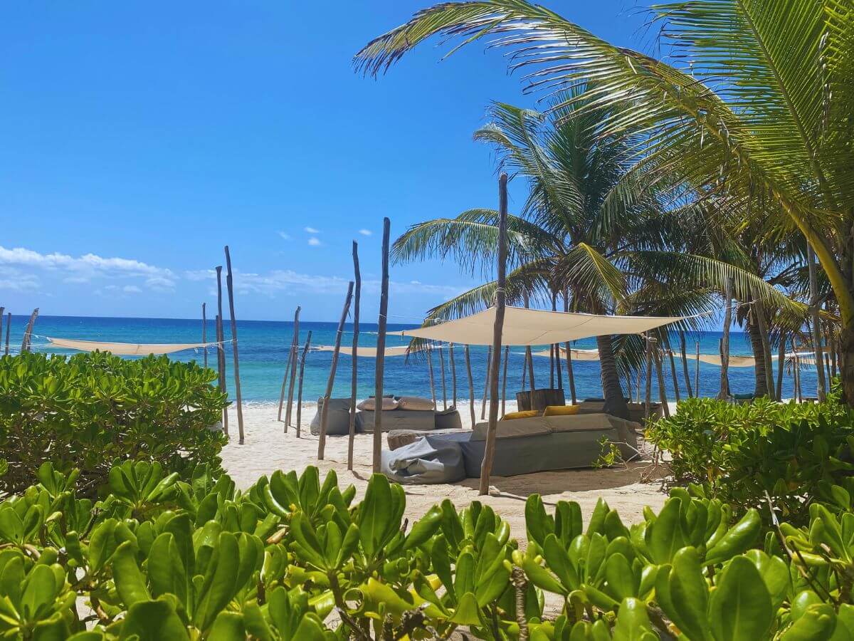 The beach set up at Punta Venado Beach Club 