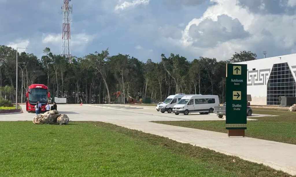 bus and shuttle area at the new international airport in tulum