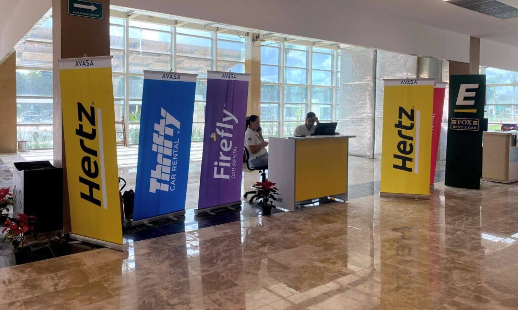Car Rental Booths at Tulum Airport