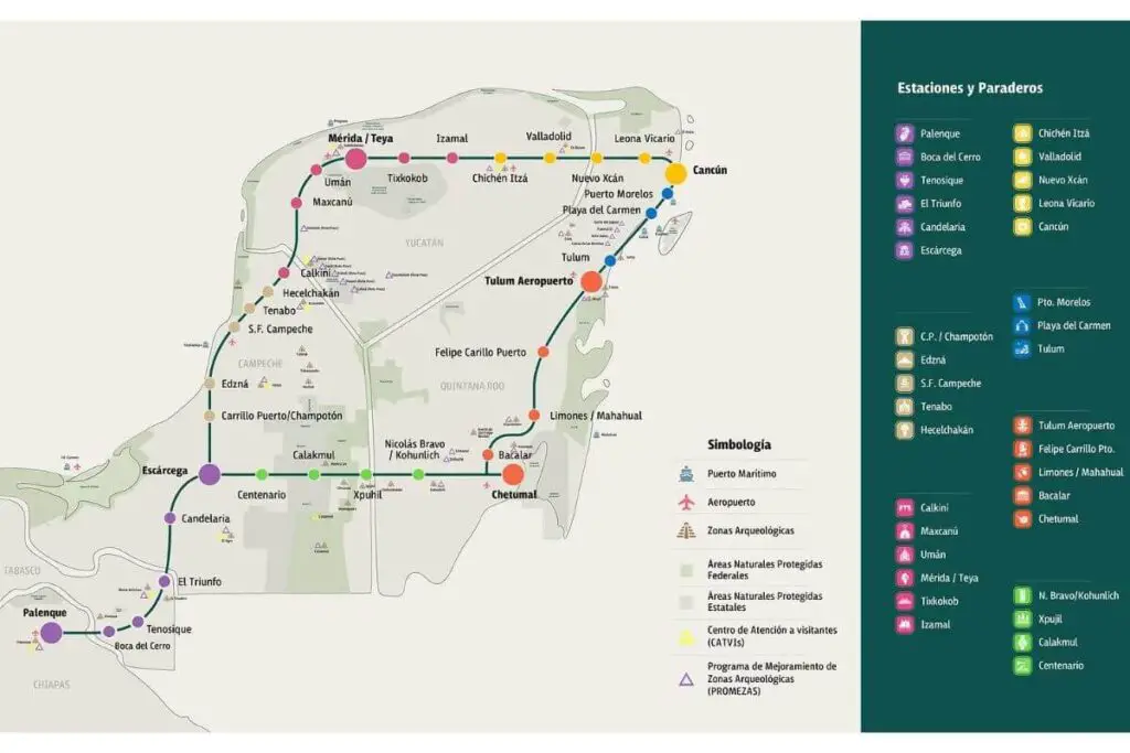 tren maya complete route map