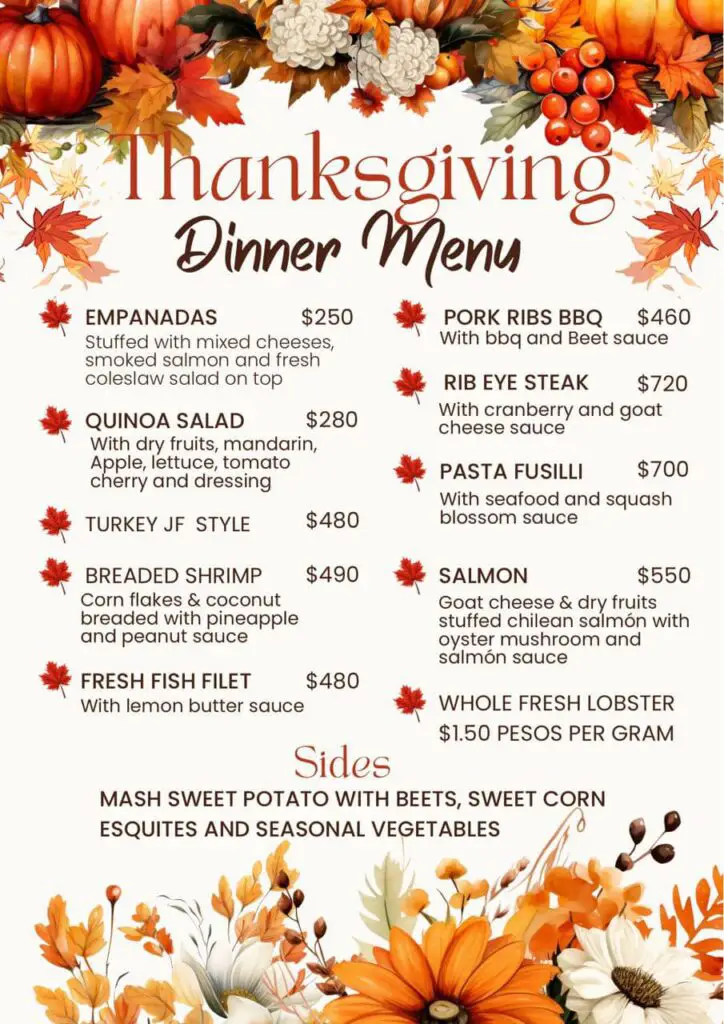 thanksgiving 2024 menu junglefish beach club