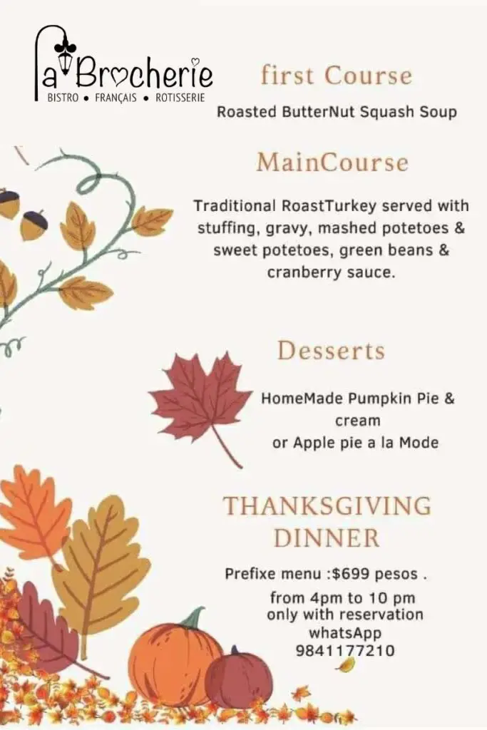 thanksgiving 2024 menu at la Brocherie