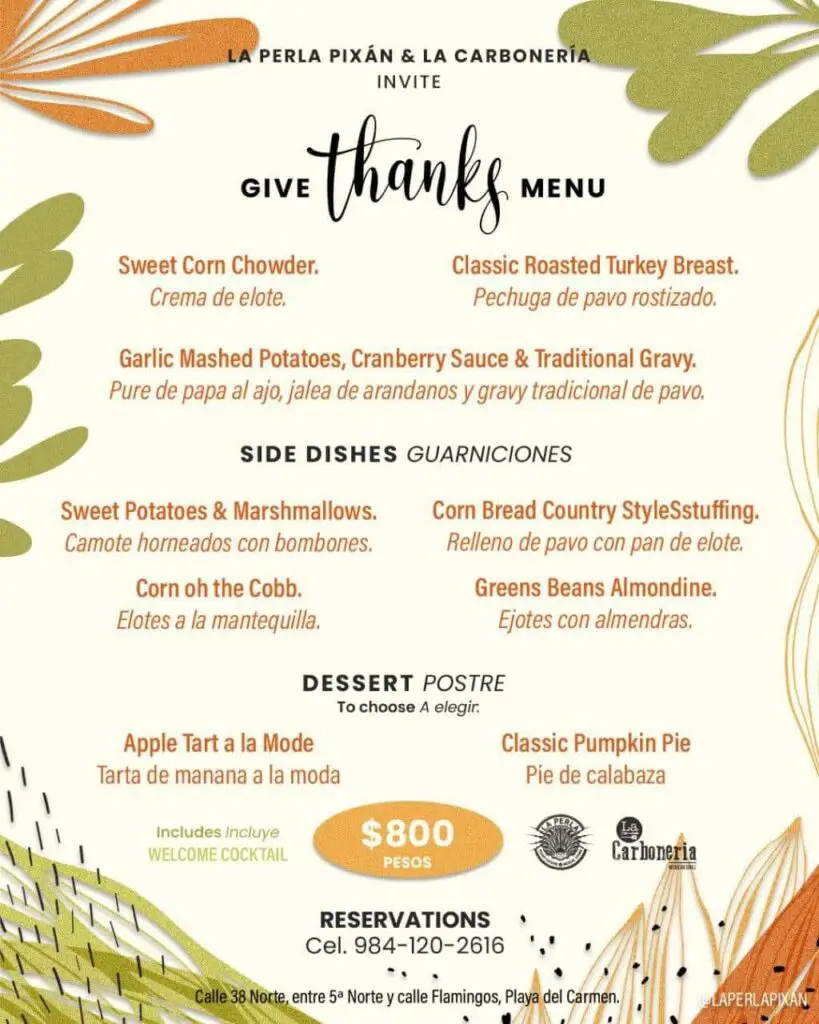 thanksgiving menu la perla y pixan