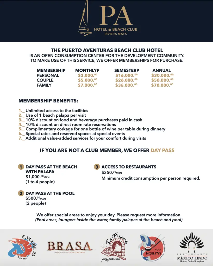 PA Hotel and Beach Club Memberships and Day Passes PA Beach Club Membership Plan and Day Passes