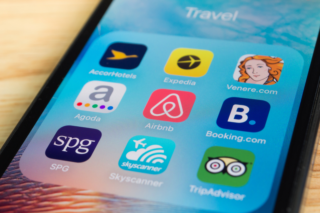 Popular Travel Application icons on an iphone
