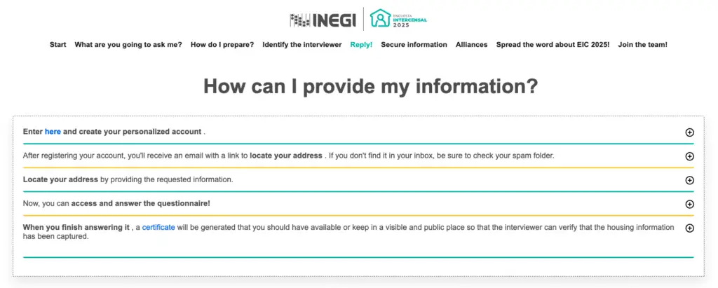 Intercensal INEGI Survey 2025: What to Expect 3 INEGI survery 2025 respond online