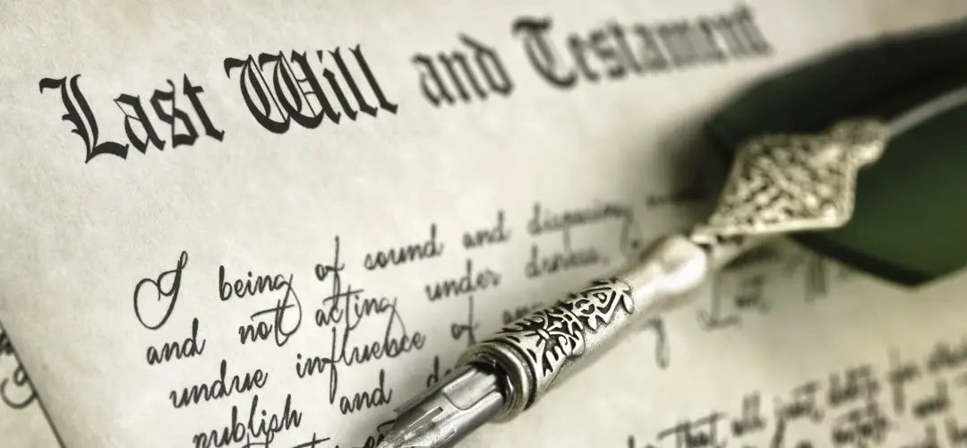 Living in Puerto Aventuras 1 Last Will and Testament document with quill pen and handwriting